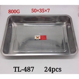 ถาดสแตนเลสสีเหลี่ยม ขนาด50x35x7 รุ่นหนา