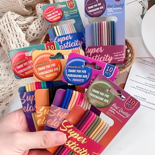 ยางมัดผม Princess Hair Elastics 1 เซท 5 สี 10 เส้น คุ้มสุดๆ ยางรัดผม ยืดหยุ่นดี ไม่ย้วย มาเป็นแพคเกจน่ารัก โดนัทมัดผม