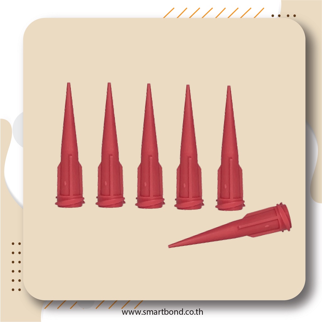 Dispensing เข็มหยอดกาว เข็มหยอดของเหลว แบบพลาสติก รุ่น 25G สี Red [ 50 ชื้น/กล่อง ]