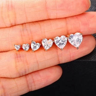 Zhouyang รักหัวใจสตั๊ดต่างหูสำหรับผู้หญิงสไตล์เกาหลี Zircon Rose Gold สีสตั๊ดหูแหวนอุปกรณ์เสริมเครื่องประดับของขวัญ E342