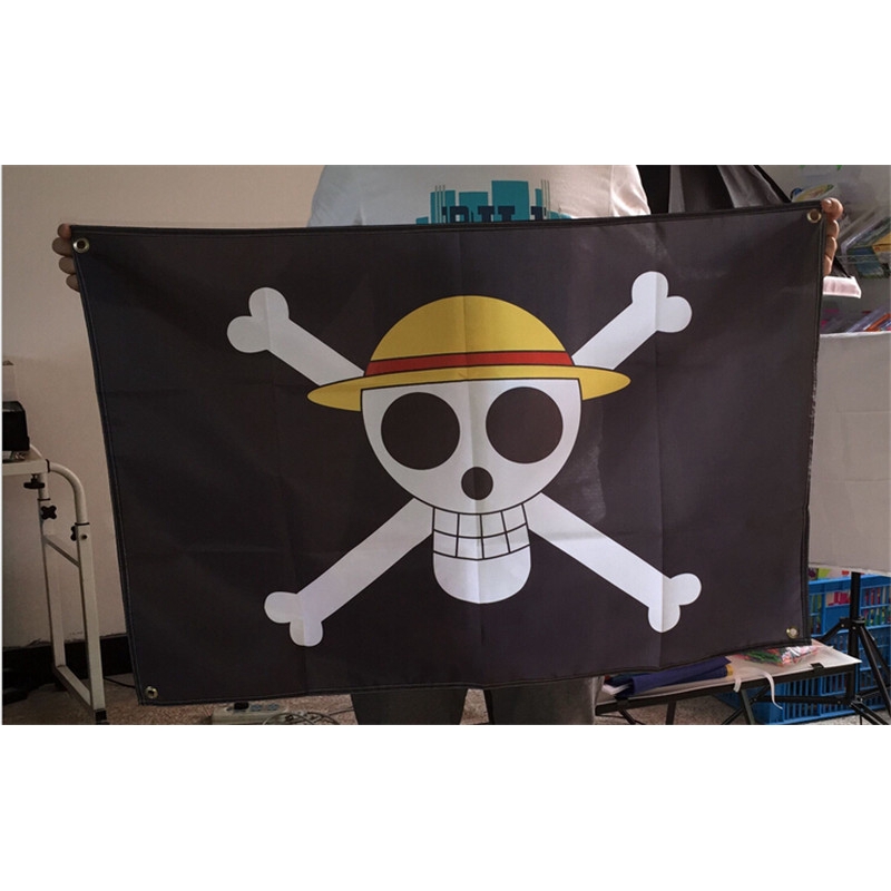 60 ซม.x90 ซม.คุณภาพสูง One Piece Luffy Flag Jolly Roger โจรสลัดธงตกแต ่ งบ ้ านแบนเนอร ์ โพลีเอสเตอร ์