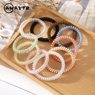 Awaytr ยางมัดผม สีพื้น เรียบง่าย เครื่องประดับผม แฟชั่นสําหรับผู้หญิง 6 ชิ้น