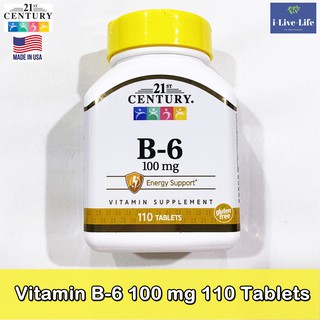 วิตามินบี6 Vitamin B-6 100 mg 110 Tablets - 21st Century B-6