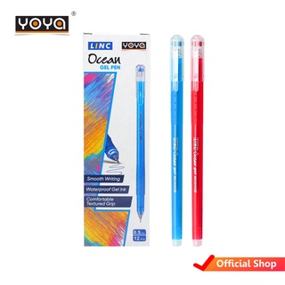 YOYA ปากกาเจลกันน้ำ 0.5 มม.แพ็ค 12 รุ่น Ocean Gel / หมึกน้ำเงิน-หมึกแดง