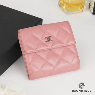 CHANEL FRENCH SHORT WALLET PINK LAMB