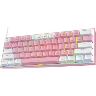 (TH/EN) Redragon K617 Fizz 60% Wired RGB Gaming Keyboard Pink White