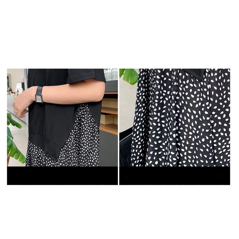 Oladivi Plus ขนาดผู้หญิงเสื้อผ้าแฟชั่นพิมพ์ Patchwork Midi ชุดฤดูร้อนใหม่สบายๆหลวมชุดขนาดใหญ่ Vintage สุภาพสตรีเสื้อผ้าขนาดใหญ่ 853 XL XXL 3XL 4XL 5XL F046 thumbnail 7