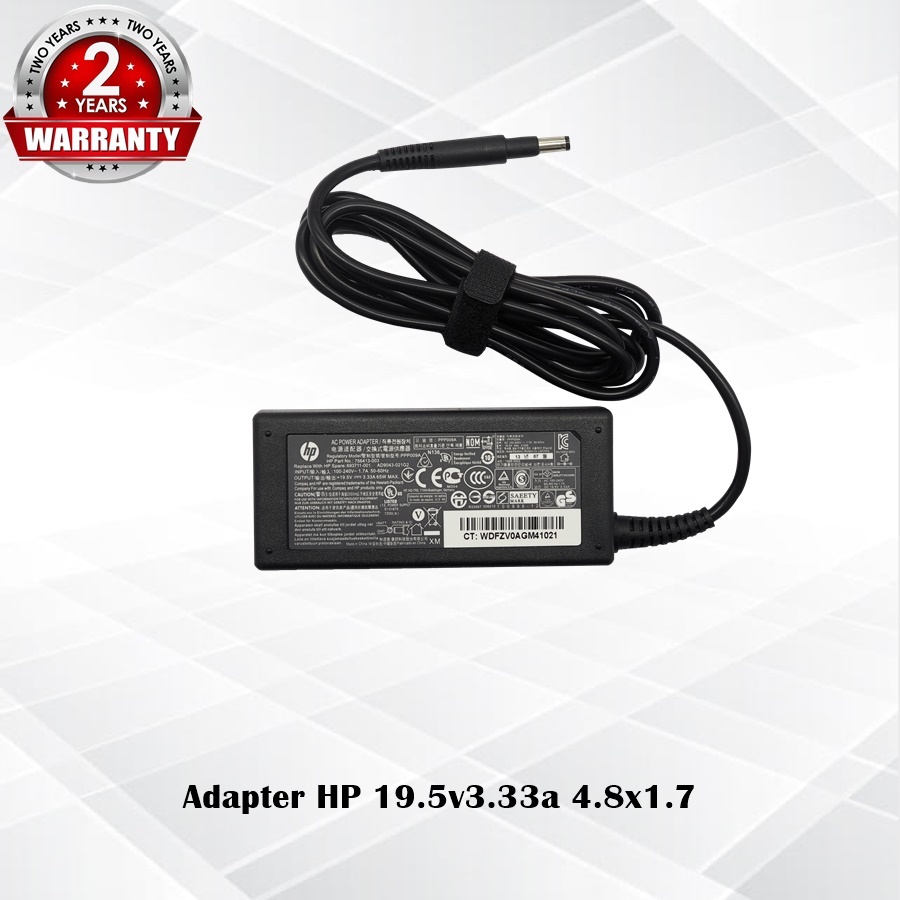 Adapter HP 19.5v3.33a *4.8x1.7* / อแดปเตอร์ เอชพี 19.5v3.33a หัว *4.8x1.7* แถมฟรีสายไฟ AC *ประกัน 2 ปี