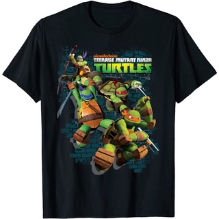 ผ้าฝ้าย 100%100%cotton เสื้อยืดผู้ชาย Teenage Mutant Ninja Turtles Action Leap Graphic T-Shirt men เสื้อ ยืด ผู้ชาย คอกล