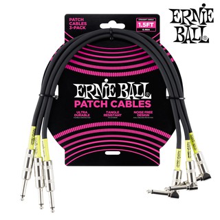 ERNIE BALL® สายพ่วงเอฟเฟค ยาว 46 ซม. หัวตรง/หัวงอ (1 แพ็คมี 3 เส้น / P06076) &lt;&lt; 1.5FT Patch Cable, White &gt;&gt;