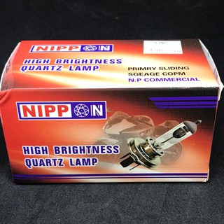 หลอดไฟหน้า สามขา NIPPON QUARTZ LAMP หลอดขาว แสงเหลือง รุ่น H4 12V35/35W P43t