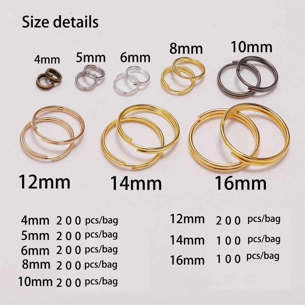 200ชิ้น/ล็อต4 5 6 8 10 12 14 16มิลลิเมตรเปิดแหวนกระโดดคู่ห่วงแยกแหวนตัวเชื่อมต่อสําหรับเครื่องประดับ ทําเอง ทําอุปกรณ์