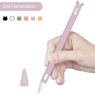 เคสซิลิโคนป้องกันหูแมวน่ารักสําหรับ Apple Pencil 2