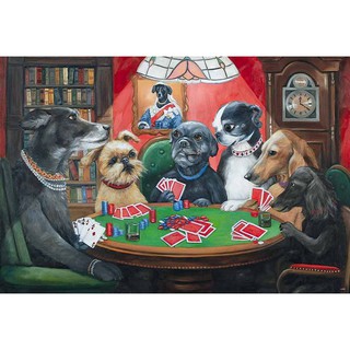 โปสเตอร์ รูปวาด หมา ล้อเลียน Dogs Playing POSTER 24”x35” Inch Classic Vintage DOG Painting v6