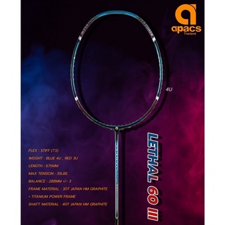 ไม้แบดมินตัน Apacsรุ่น LETHAL 60 lll BL(4u)