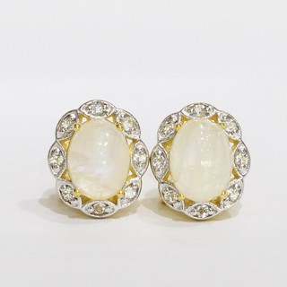 Top1Jewelry ต่างหูเงินแท้925 พลอยแท้ Moonstone