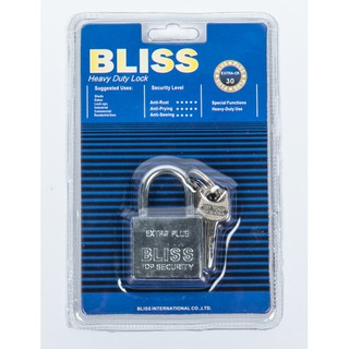 BLISS แม่กุญแจล็อค พร้อมลูกกุญแจ 3 ดอก สีเงิน  (W)