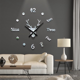 🔥พร้อมส่ง🔥 DIY 3D CLOCK หัวกวางนาฬิกาติดผนังขนาดใหญ่80-120ซม