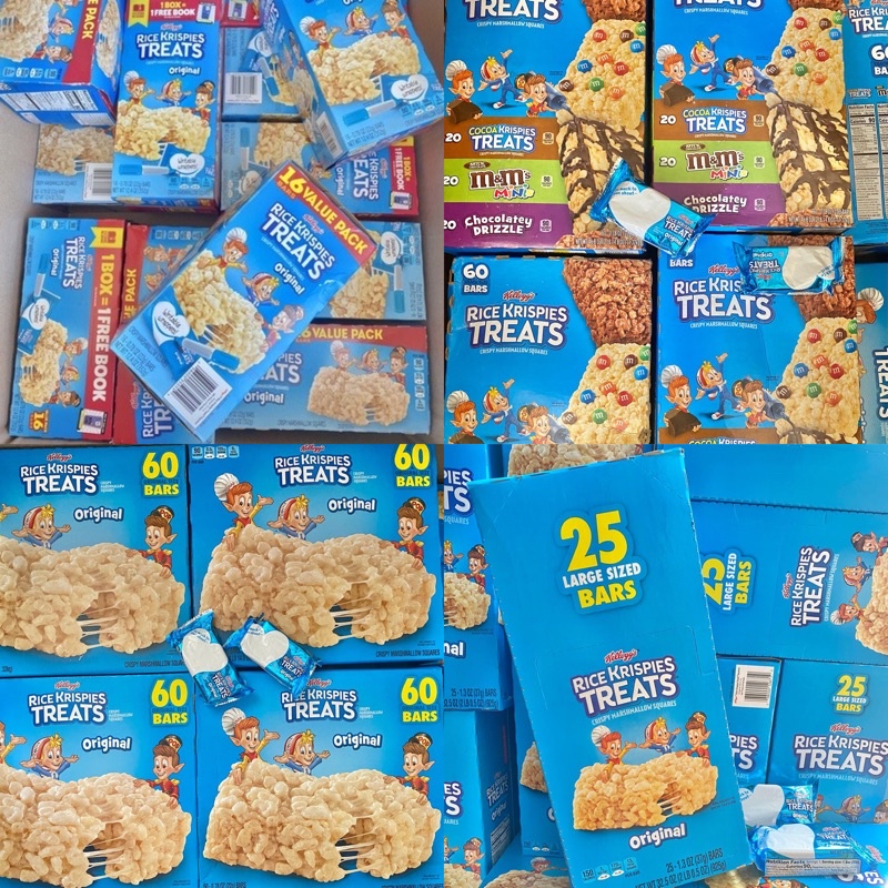 นำเข้า แพคใหญ่คุ้มกว่า 40 ชิ้น ข้าวพองกรอบผสมมาร์ชเมลโล่ แสนอร่อย RICE KRISPIES TREATS CEREAL BARS ORIGINAL