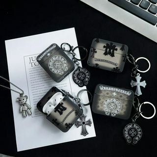 เคสหูฟัง Chrome Hearts สําหรับ airpods 1 2 3 pro gen 2 case สีดํา พร้อมพวงกุญแจ