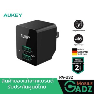 AUKEY หัวชาร์จเร็ว ULTRA COMPACT AiPower Adaptive Fast Charge 2 Ports หัวปลั๊กไฟขนาดเล็ก รุ่น PA-U32