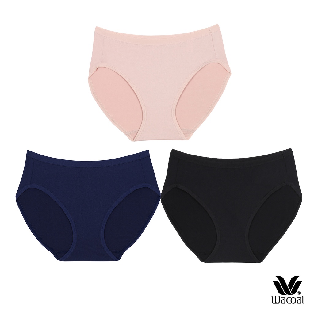 Wacoal Bikini Panty กางเกงในใส่สบายวาโก้ รูปแบบบิกินี่ แพ็ค 3 ชิ้น รุ่น WU1C34/WU1T34 สีเบจ-ดำ-ม่วง 