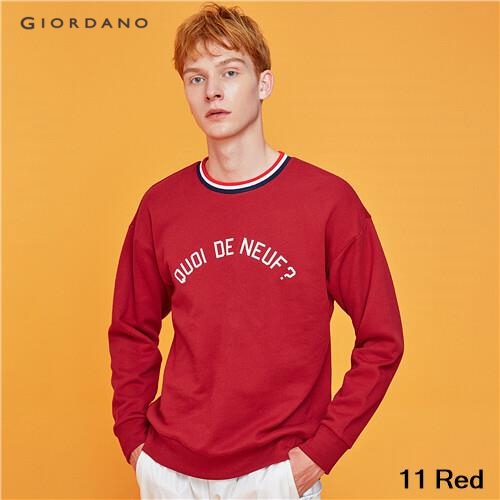 GIORDANO MEN Letters printed crewneck sweatshirt 13099703