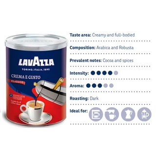 Lavazza Caffe Espresso Ground Coffee 250g ลาวาซซ่า กาแฟคั่วบด แคฟเฟ่ เอสเพรซโซ่ ขนาด 250 กรัม EXP:2027