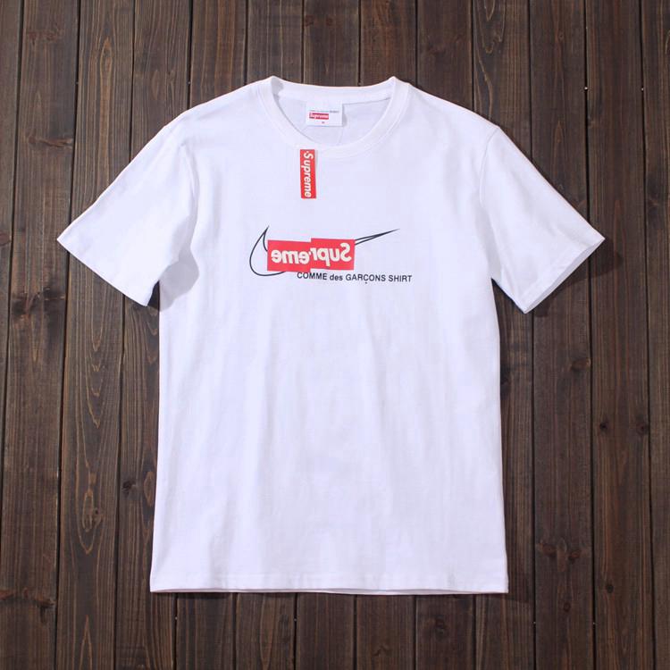 Supreme Comme des garons เสื้อยืดแขนสั้นลายโลโก้