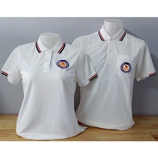 เสื้อโปโลปักการไฟฟ้า สีขาว เสื้อโปโลPoligan
