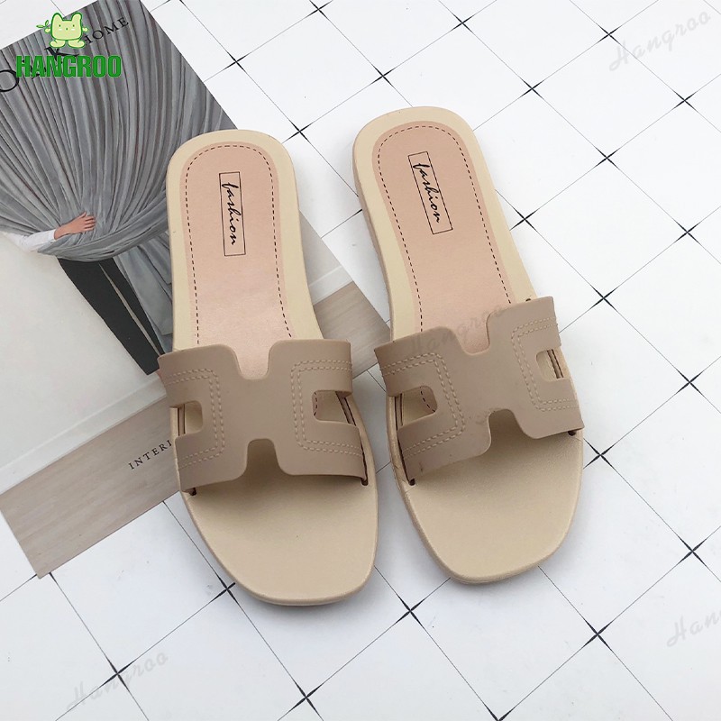 HANGROO 1176-3 SHOES รองเท้าแตะ ส้นแบน แบบสวม นุ่มสบายเท้า มี 4 สีให้เลือก