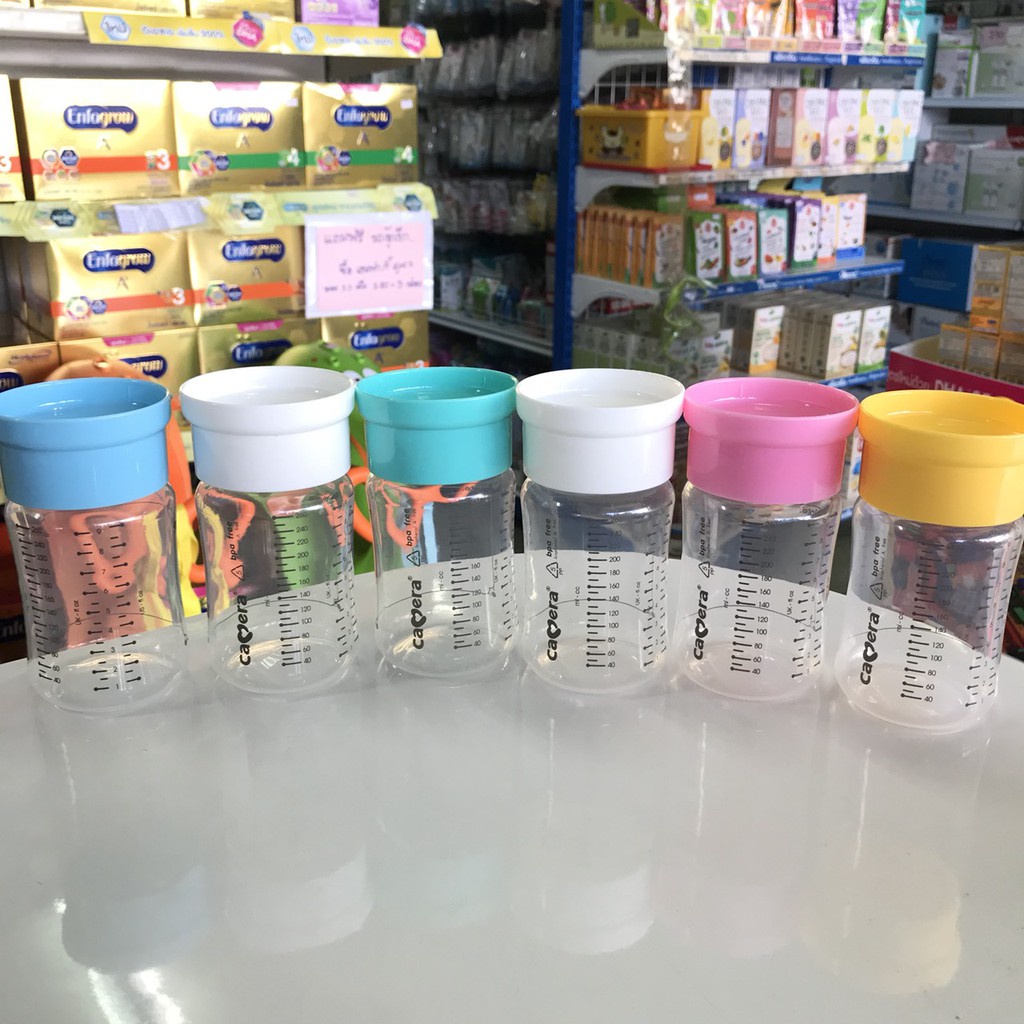 ♝◈◘ถ้วยเก็บน้ำนมคาเมรา Camera AKA 9 ออนซ์ คอกว้าง ขวดเก็บน้ำนม คละสี (แพ็ค 6 ขวด)