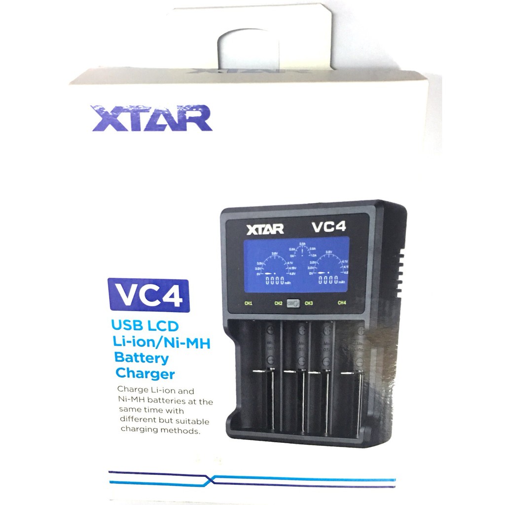 พร้อมส่ง！！ เครื่องชาร์จเปล่า XTAR VC4 USB NiMH / Li-ion BATTERY LCD Charger ของแท้โค้ดเช็คได้