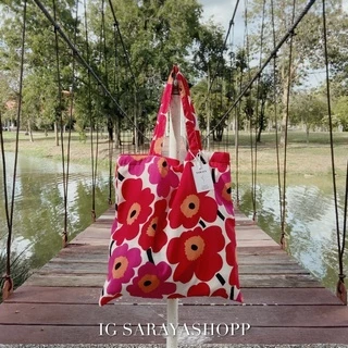 [พร้อมส่ง] กระเป๋าผ้า ลายดอกไม้ 🌷 Tote bag by Saraya