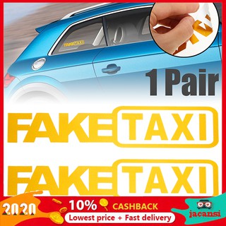 Jacansi สติกเกอร์ไวนิล FAKE TAXI FakeTaxi สีเหลือง สําหรับตกแต่งรถยนต์ รถตู้ 2 ชิ้น