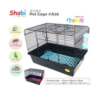 Shobi A26 กรงกระต่ายเล็ก สีดำ ขนาด กว้าง 46×สูง35×ลึก28 cm.