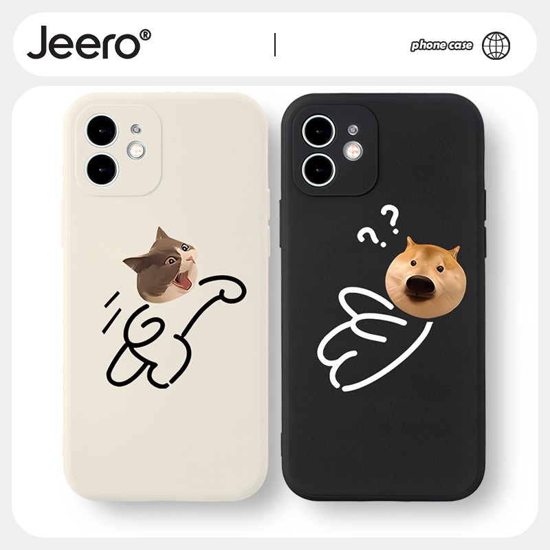 Jeero เคสคู่ เคสไอโฟน คู่รัก กันกระแทกซิลิโคนนุ่มการ์ตูนน่ารักตลก เคสโทรศัพท์ Compatible for iPhone 13 12 11 Pro Max SE 2020 X XR XS 8 7 ip Plus HFF1183