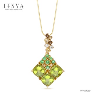 Lenya Jewlry จี้เพอริดอท ทรงสีเหลี่ยม เสริมสีสันด้วย ซาโวไรท์,คิวบิคเซอร์โคเนีย และควอตซ์สีต่างๆ ตัวเรือนเงินแท้