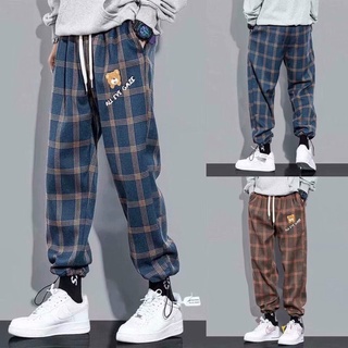 กางเกงลายสก๊อต【S-3XL】กางเกงลำลองผู้ชายเทรนด์แฟชั่น Check trousers