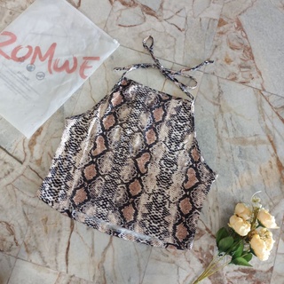 เสื้อครอปลาย Size L Romwe มือหนึ่งป้ายห้อย