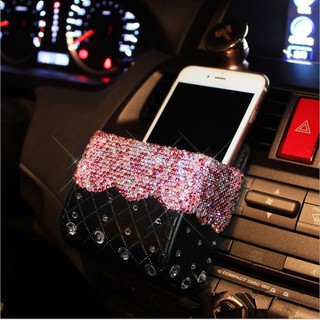 Car Air Vent Clip Phone Holder Diamond Pink Black White Girl High Level Car Interior Accessorries Phone Bracket