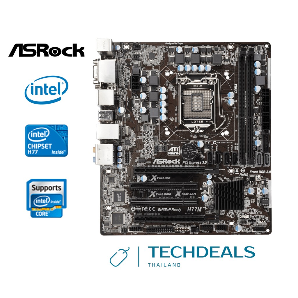 Mainboard Motherboards (เมนบอร์ด) Intel LGA 1155 Chipset H77 ASRock ...