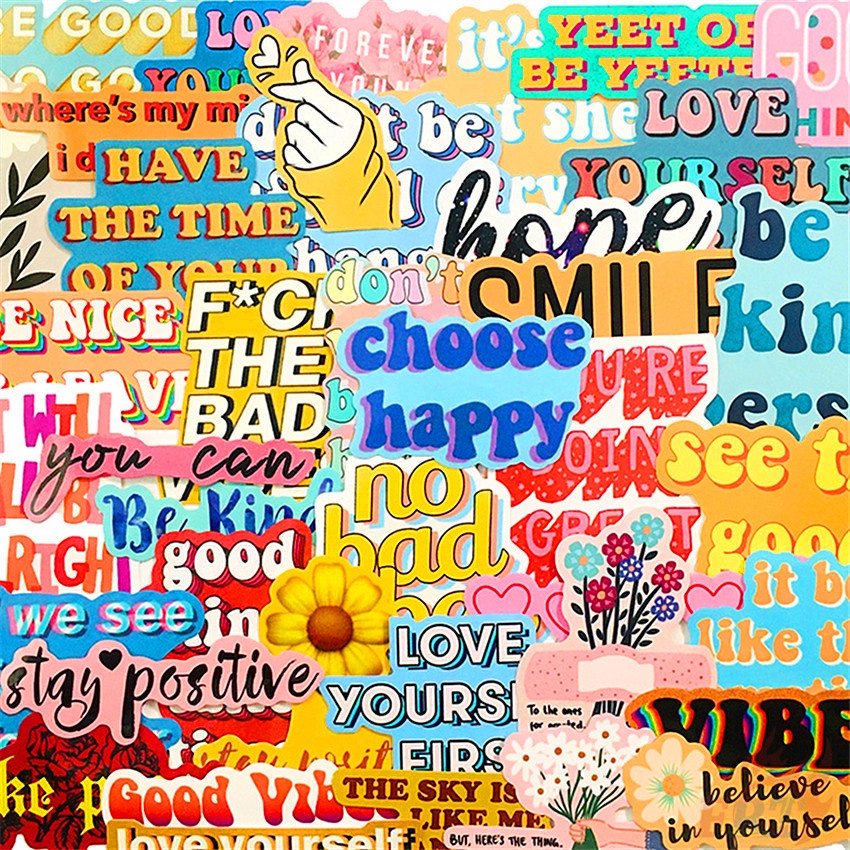 Colorful Inspirational Slang Series 01 Stickers 40Pcs/Set DIY Waterproof Fashion Doodle Decals Stickers