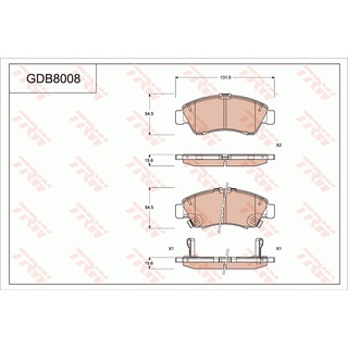 ผ้าดิสเบรคหน้า HONDA BRIO 2011- AMAZE 2013- CITY ZX แมลงสาบ JAZZ GD 2002- CIVIC EG 1992- GDB8008 TRW