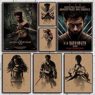 โปสเตอร์กระดาษคราฟท์ ลายภาพยนตร์ The Wolverine Starring Hugh Jackman สไตล์วินเทจ สําหรับตกแต่งบ้าน