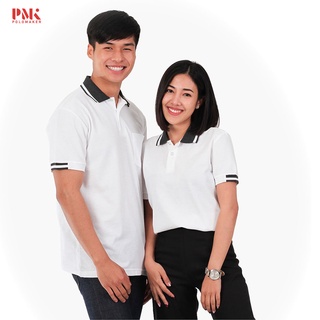 เสื้อโปโล สีขาว ปกดำ PC096 - PMK Polomaker