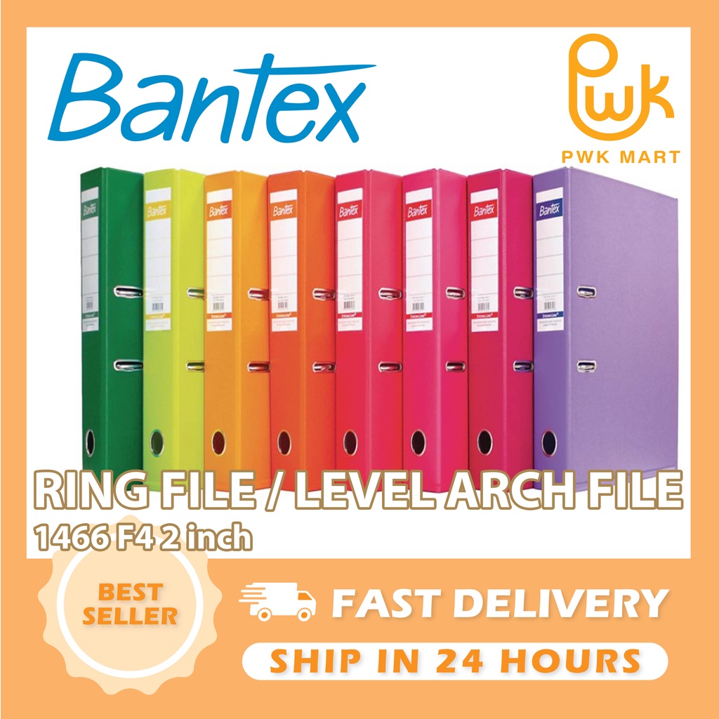 Best QUALITY F4 BANTEX สี PVC RING File/Hard Cover Level Arch File 1466 2 นิ้ว