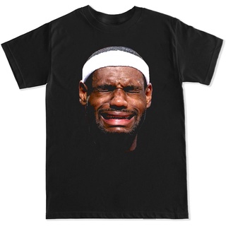 เสื้อยืดคอกลมcrew neckFtd เสื้อยืดผ้าฝ้าย พิมพ์ลาย Lebron Crying Face สําหรับผู้ชายS-4XL