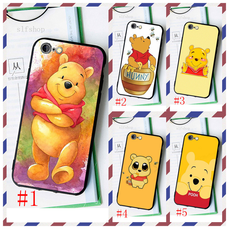 Iphone 4 4S 5 5S 5C 6 6S 7 8 Plus SE SE1 SE2 XS Max 230411 เคสโทรศัพท์มือถือแบบนิ่ม ลายการ์ตูนหมีพูห์น่ารัก สีดํา