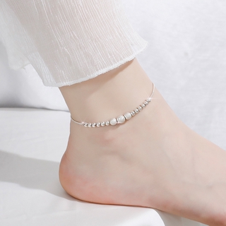 สร้อยข้อเท้าลูกปัด Lucky Beads Silver Anklet Fashion Friendship Foot Chain Ankle Women Girl Birthday Gifts